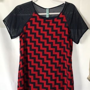 Red and Navy Blue Chevron Dress